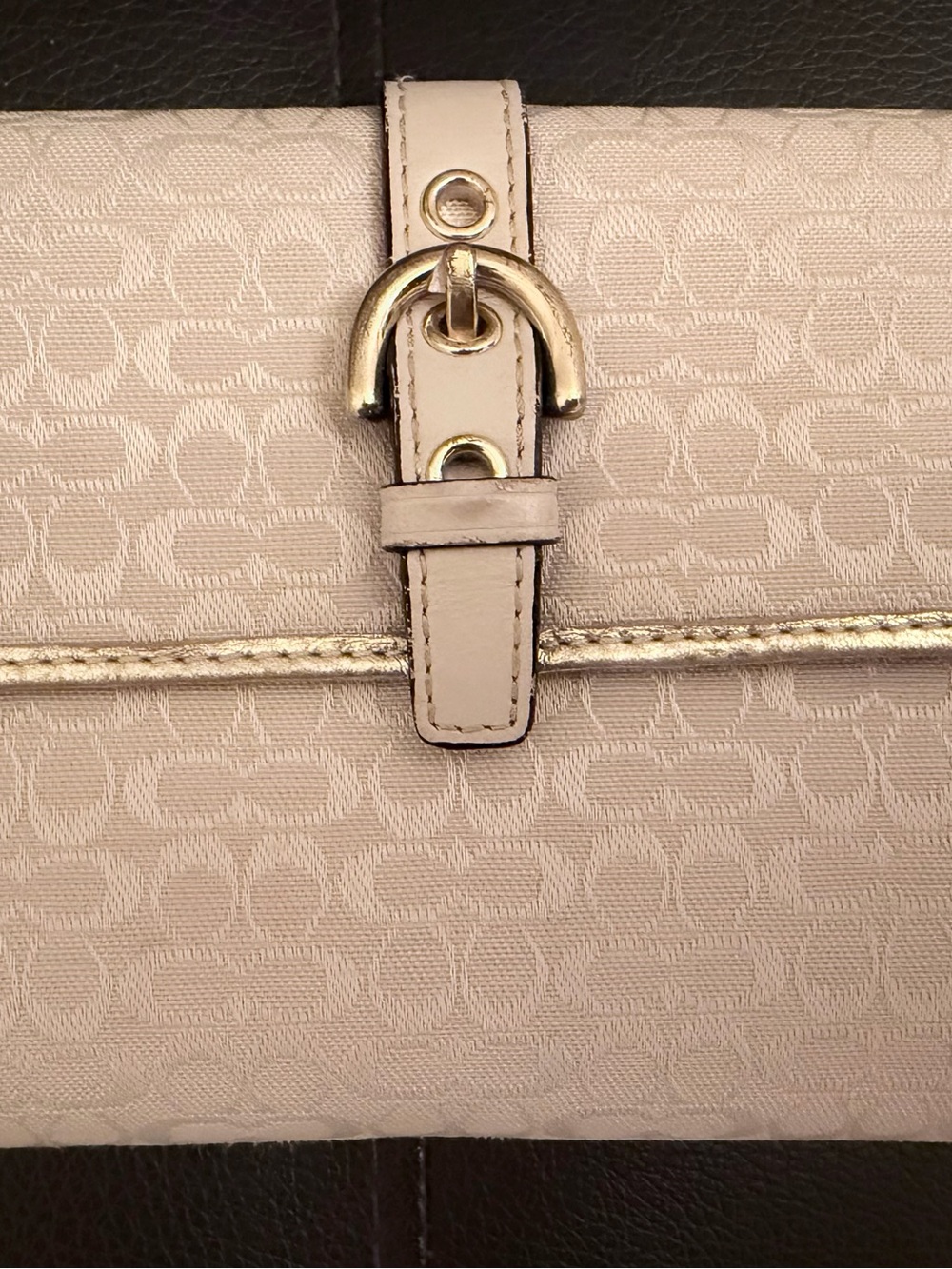 Vintage Coach Flap Satchel Cream Signature C Canvas/Leather with Matching Wallet - Picture 15 of 16